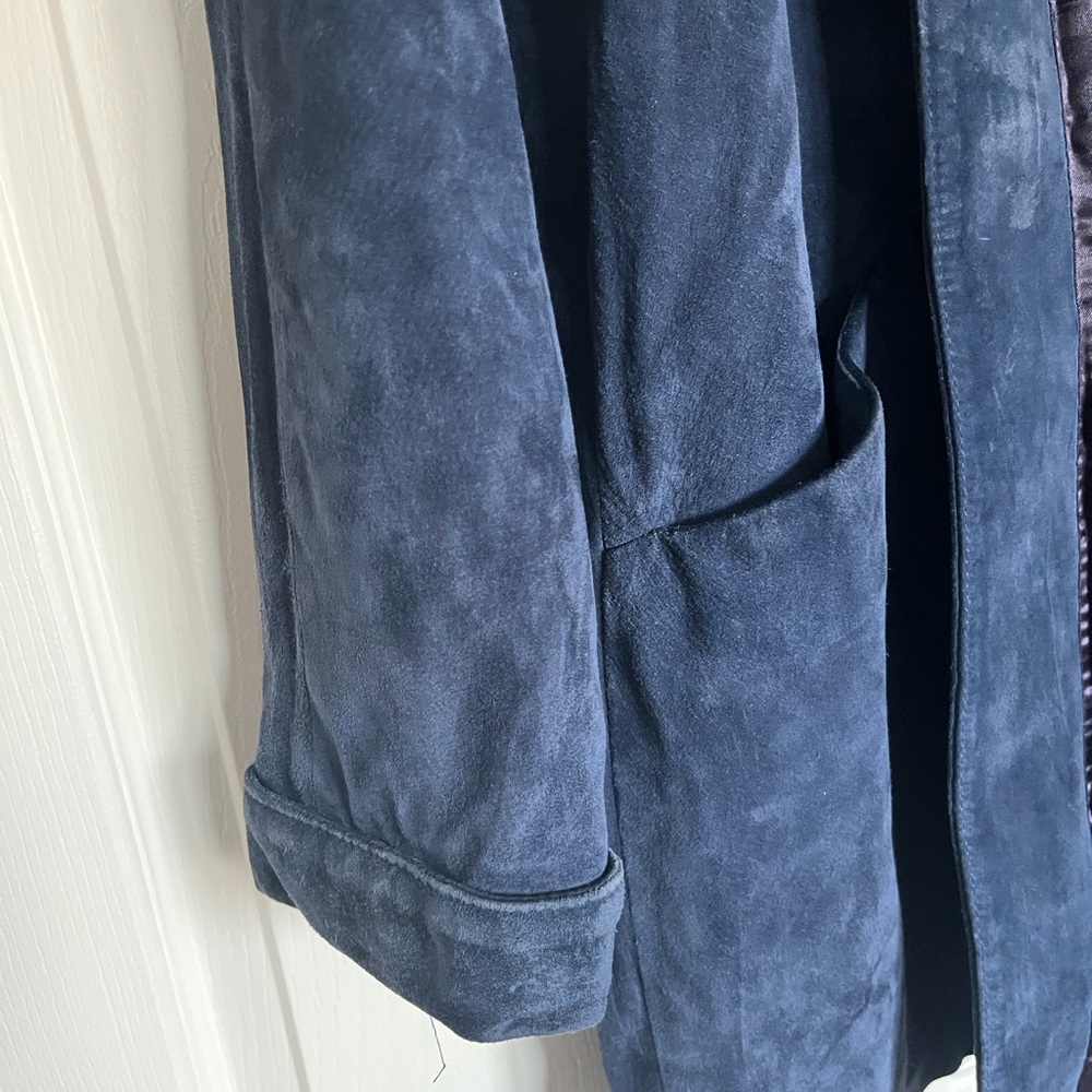 Open fronted Royal Blue suede jacket.